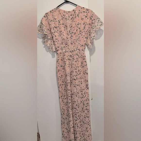 Tularosa xRevolve Darla Jumpsuit pink floral cutout flutter romantic holidays XS - Picture 3 of 8